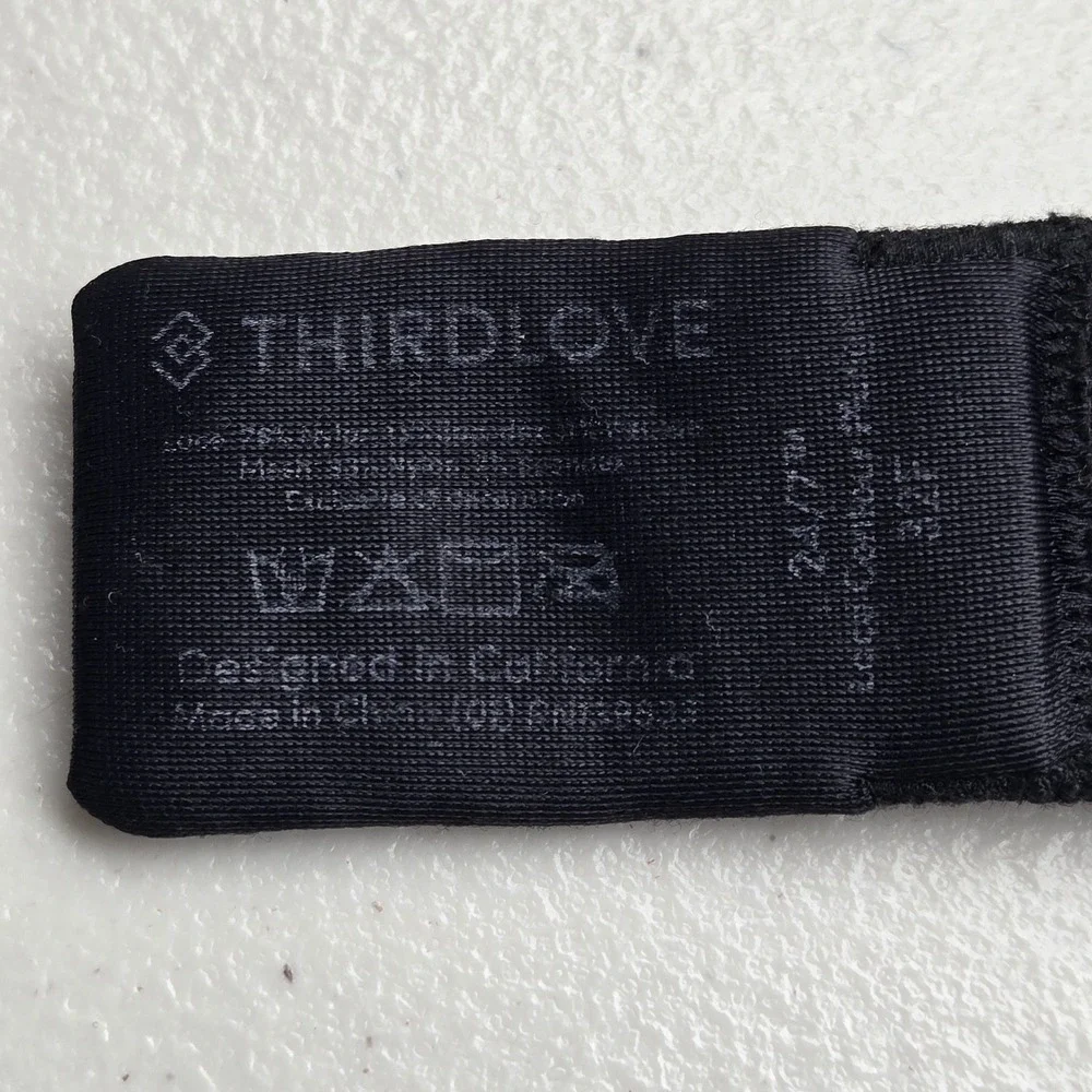 Thirdlove Women Bra 32F Black Outer Beige Lining Floral Balconette